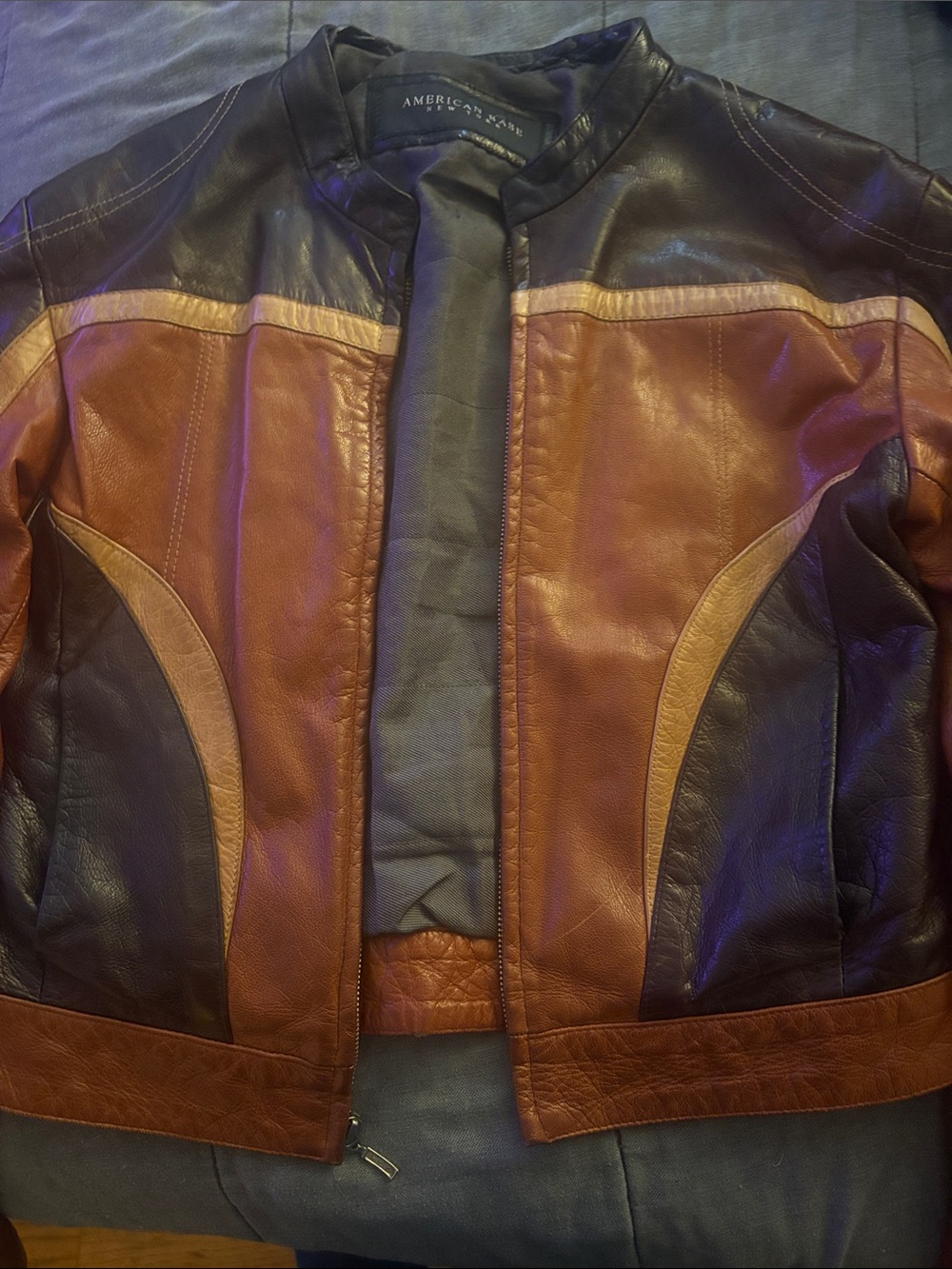 American Rag Two-Tone Brown & Black Leather Jacket